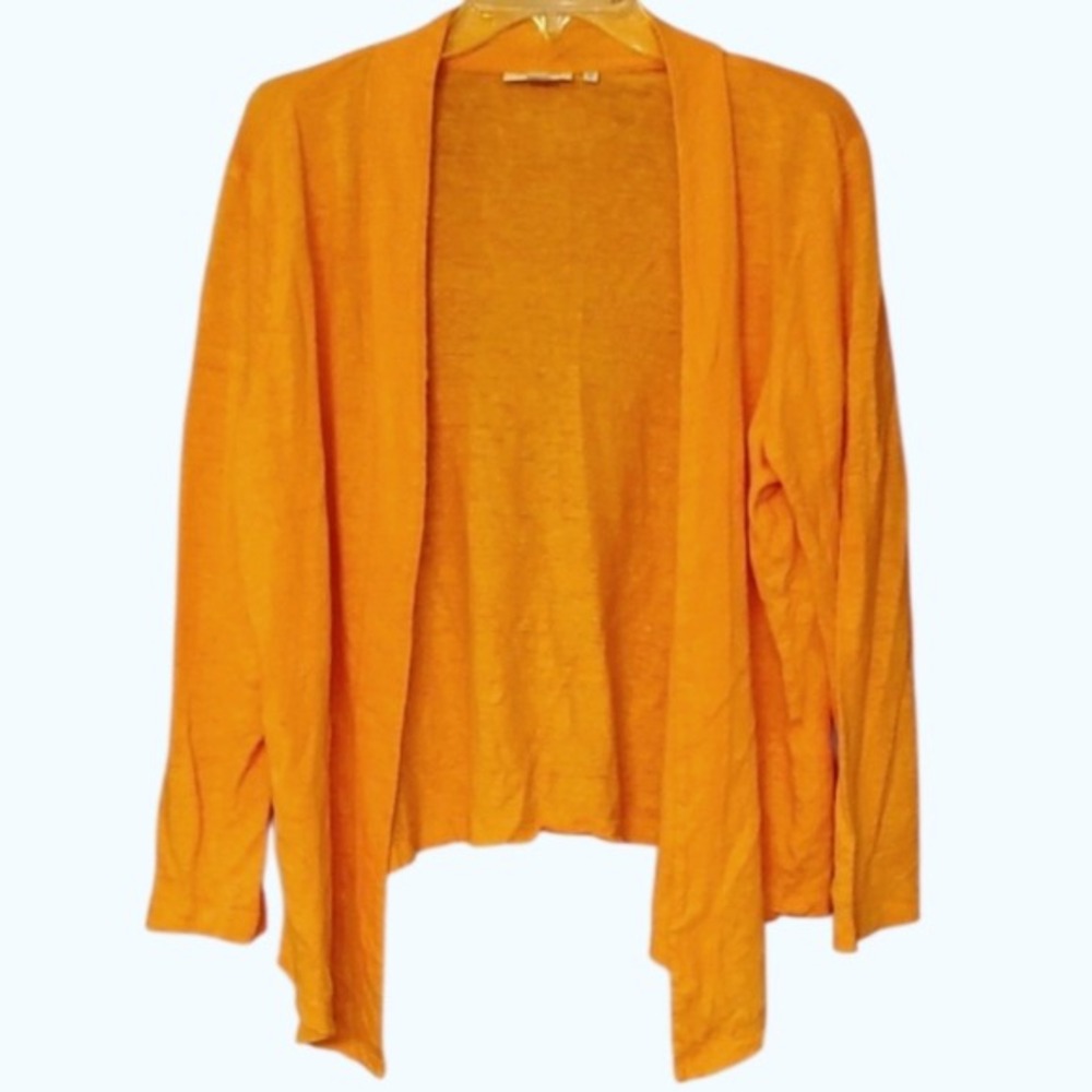 Chico's Linen Vibrant Orange Open-Front Cardigan‎ Size XL 3